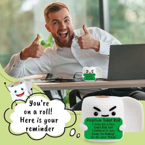 Funny Positive Crochet Animals Emotional Inspirational Support Christmas Birthday Gifts for Men Women Friend Brother Coworker Man Gifts, Mini Small Gag Handmade Knitted Cute Relaxing Stuff Desk Decor