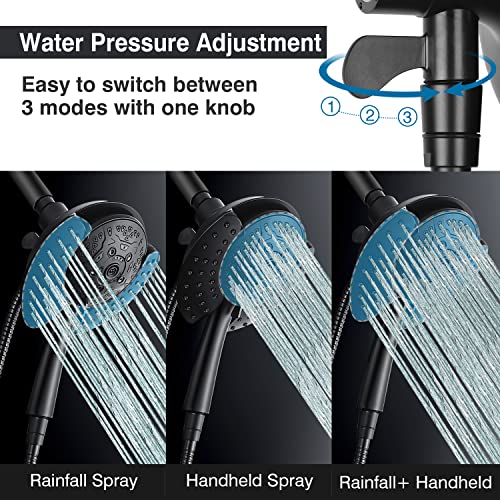 2-in-1 Shower Head with Handheld Combo - High Pressure Black, 2.5 GPM