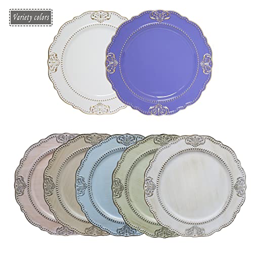 Spsyrine Antique Blue Charger Plates Set of 6, 13" Chargers for