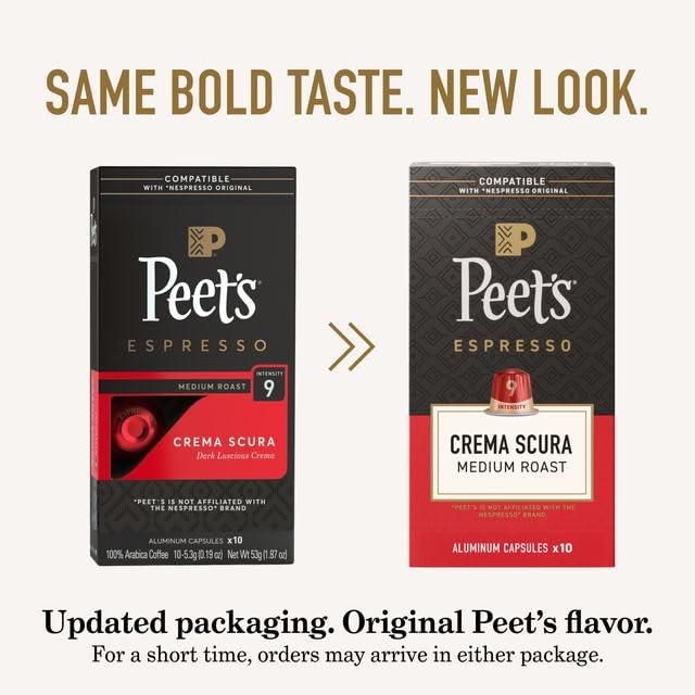 Peet's Coffee Dark Roast Espresso Capsules - Variety Pack for Nespresso | Intensity 8-11, 80 Count
