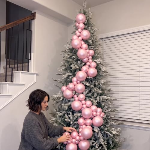 Motionchic 9 ft pink Christmas Ball Garland Ornament – 9 ft / Pink