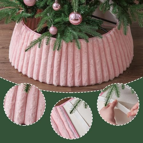 Christmas Tree Collar, Pink Luxury Plush Faux Fur Rustic Collar with