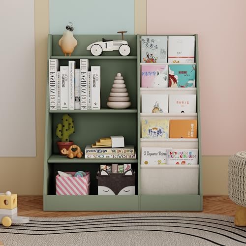 HADAMUYE 2-in-1 Kids Bookshelf and Toy Storage Organizer - Green