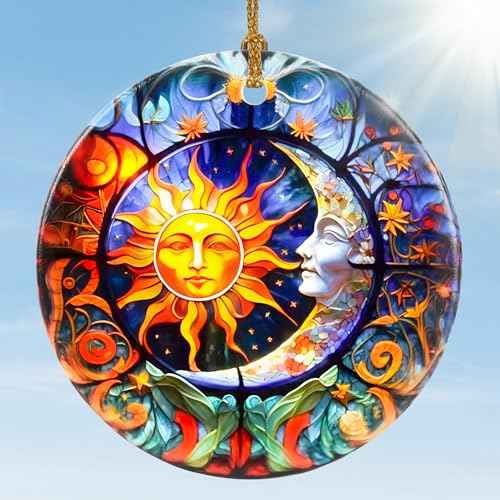 Sun and Moon Christmas Ornaments - Bumblebee Ornaments for Tree, Holiday Keepsake Gift Exchange