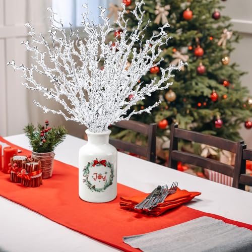 Giegxin 12 Pack 16-Inch White Snowy Christmas Tree Branch Picks