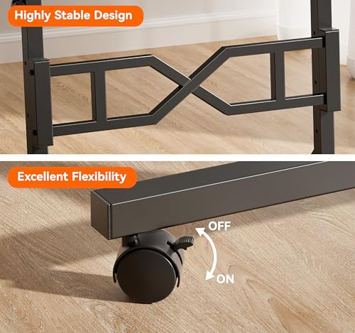Small Standing Desk with Wheels - Adjustable Height 29.5-45.3 Inch, Black
