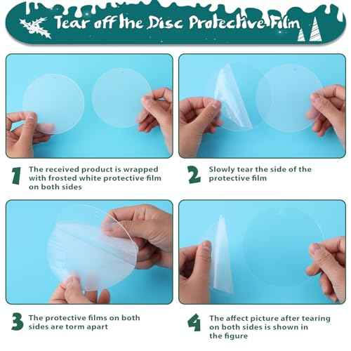 10Pcs Acrylic Ornament Blanks 4 Inch Circle Clear Blanks Round Transparent Disc Blanks with Hole for DIY Keychain Vinyl Crafts Christmas Decor Engraving Painting