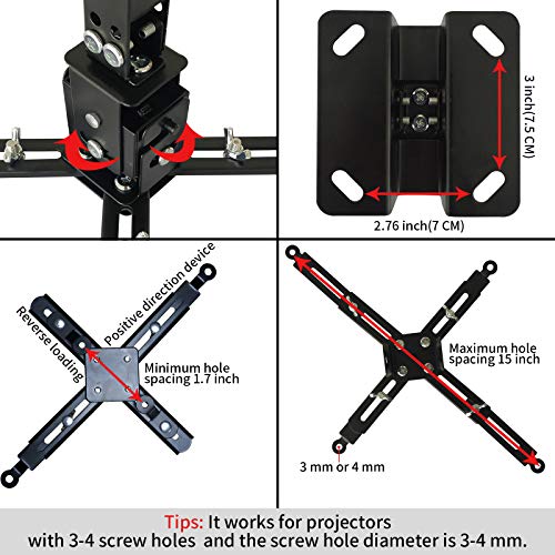 Universal Projector Wall Ceiling Mount Bracket Adjustable Height Extendable Arms