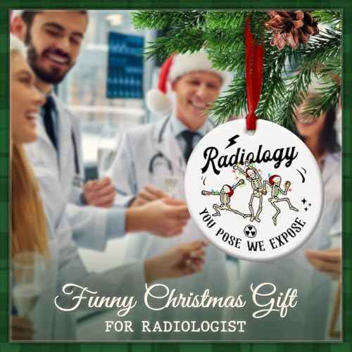 Funny Radiology Christmas Ornament 2025 - Radiologist Ornament Gift for X-Ray Tech, MRI Technologist, Radiologic Technologist, Radiographer Students & Coworkers - Ceramic Radiology Decoration