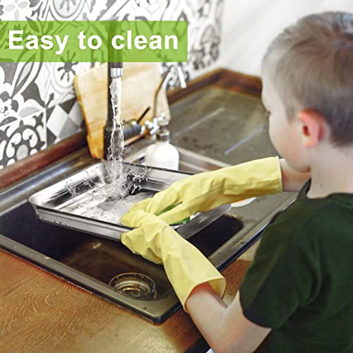 HULISEN Large Stainless Steel Breading Trays Set of 3, Non-Slip Interlocking Design