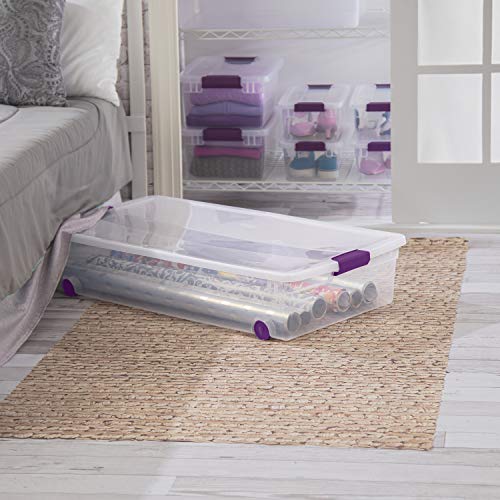 Sterilite ClearView Latch Wheeled Underbed Storage Boxes - 60 Quart, 4-Pack