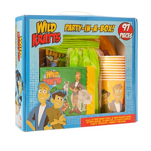 Wild Kratts Birthday Party Kit - Complete Set for 10 Kids with Decorations & Eco-Friendly Tableware