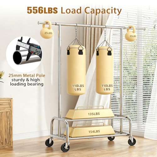 Simple Trending Heavy Duty Extendable Garment Clothes Rack 18"D x 60.5"W x 67.25"H, Silver