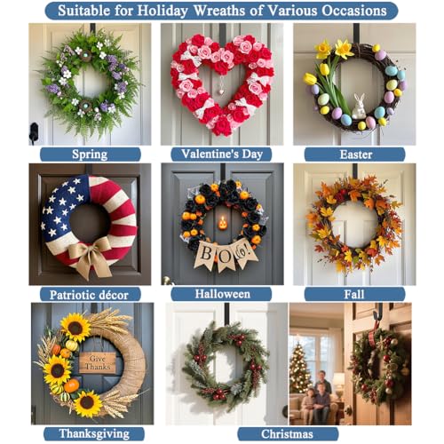 Sattiyrch 15-Inch Silver Wreath Hanger for Front Door, Over-the-Door Hook