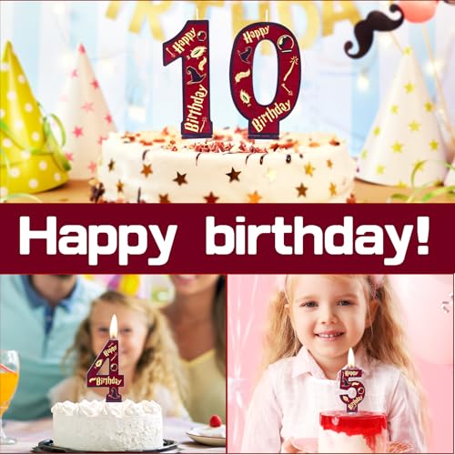 Magic Wizard Theme Birthday Candles Number 10,Cake Topper Decorations Wizard School Party for 10 Years Old Boys Girls Kids Favors Supplies Decorations