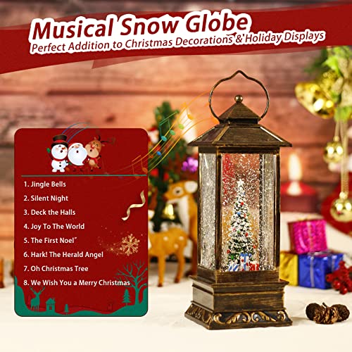 Snow Globe Christmas Lantern Decorations, Musical with Swirling