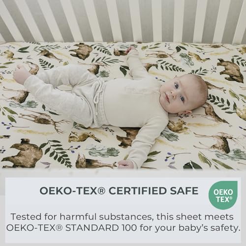 Wildlife Baby Crib Sheets 2-Pack - Soft Cotton Blend Fitted Bedding for Boys