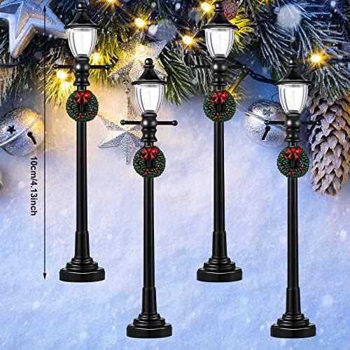 Honoson Christmas Village Accessories Christmas Mini Street Light Models Miniature Lamp Post Dollhouse Small Street Lamp, Age Over 12 Years(8 Pieces,Novel Style)