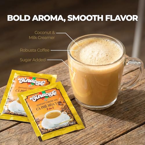 Instant Coffee Packets 3 in 1 Vietnamese Style Medium Roast, Single Serve Sachets - Pack of 4