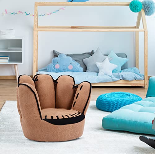 Kids Baseball Glove Armchair - Children's Play Room Sofa with Solid Wood Frame