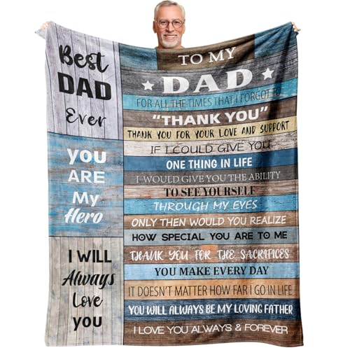 Christmas Dads Gifts, Gifts for Dad Xmas Throw Blanket 60" x 50", Dad Birthday Gift from Daughter/Son, Gifts for Dads Birthday, Father Bday Gift Ideas, Presents for Father from Kids