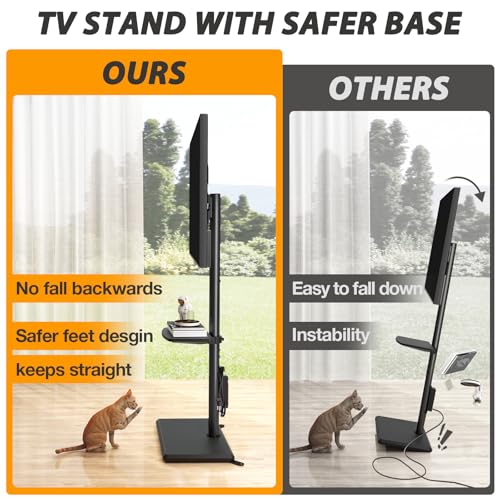 Floor TV Stand with Power Outlet for 32-65 Inch TVs up to 88 lbs – Adjustable Height & Swivel