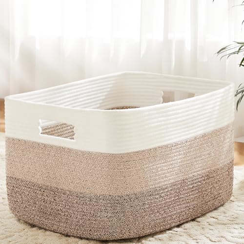 Artfeel Rectangle Woven Storage Basket - Brown 100L Laundry Toy Blanket Organizer