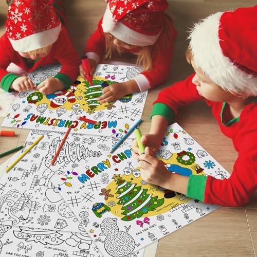 Zoyeven Christmas Disposable Coloring Placemats 45pcs Holiday Kids Crafts