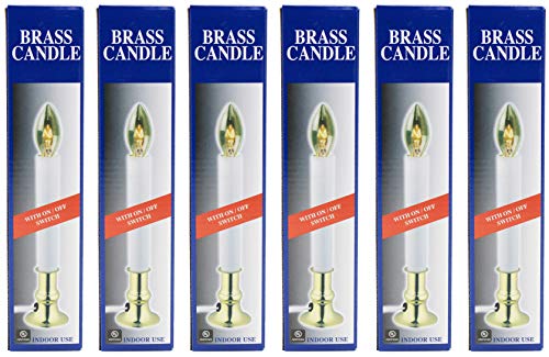 Creative Hobbies Original 6-Pack Electric Window Candles with On/Off Switch, Brass Base, 7W Bulb
