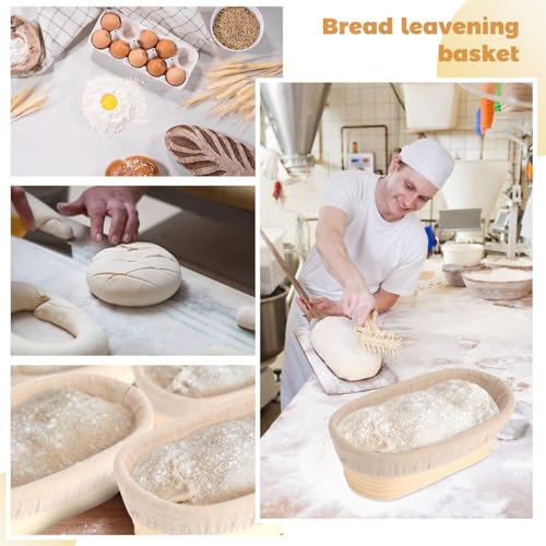 Gejoy 12-Pack Oval Bread Proofing Baskets 10 Inch with Liners & Scrapers