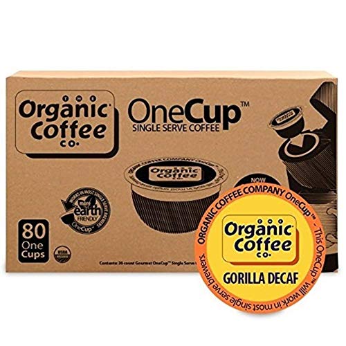 Organic Coffee Pods - Gorilla Decaf, 80 Ct, Compatible with Keurig 2.0, Medium Roast
