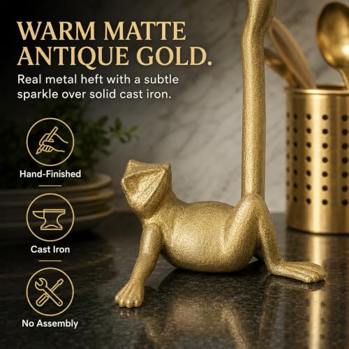 WallCharmers Gold Frog Paper Towel Holder & Metal Toilet Stand