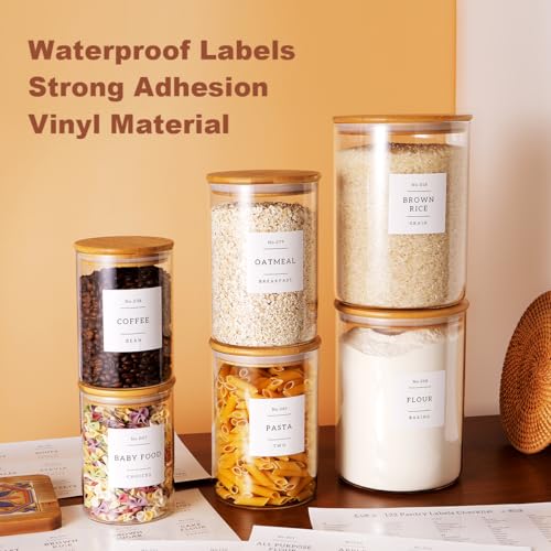 6-Pack Glass Food Storage Jars with Airtight Bamboo Lids & 132 Labels
