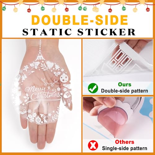 Yusongirl Christmas Window Clings Stickers - Large House Snowflake Classic Style Reusable White Christmas Decals for Holiday Decorations, Street Scene, Home, Cafe, Mall Glass Door, Party Decor