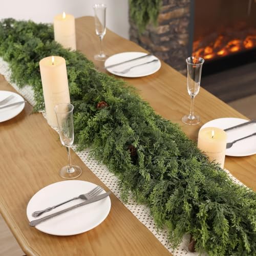 VIERENA 6FT Artificial Christmas Cedar Garland Faux Greenery for Mantle Decor