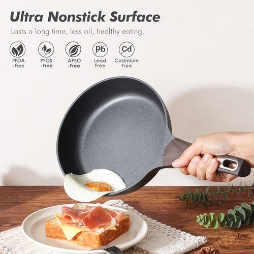 SENSARTE Classic Black Non-Stick Cookware Set 14 Pcs Induction Safe Kitchen