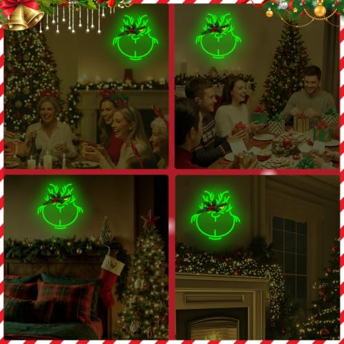 Zikdhf Monster Face Christmas Neon Sign, Dimmable USB Wall Decor