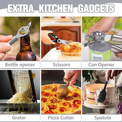 Silicone Kitchen Utensil Set with Holder - 34PCS Cooking Tools - Black