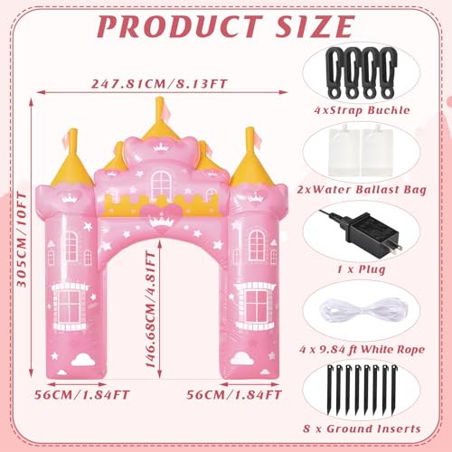 Pink Princess Inflatable Arch Garden Decoration - 10ft Outdoor Yard Party Decor