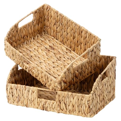 StorageWorks Hyacinth Pantry Baskets 2-Pack Natural Water Hyacinth, 15¾"L x 11"W x 7½"H & 14¼"L x 9¾"W x 6¾"H