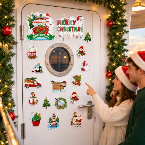 Merry Christmas 16 Pcs Cruise Ship Door Magnets Decorations Magnetic - Holiday Cruise Door Decor