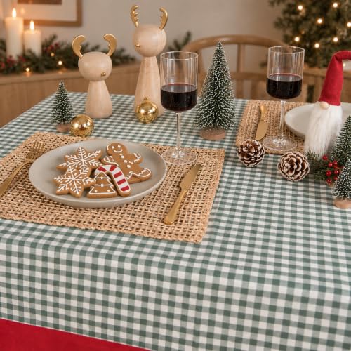 MONDAY MOOSE Christmas Gingham Checkered Farmhouse Tablecloth 55x70 inch Red/Green