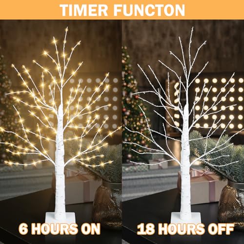 2Pack Lighted Birch Twig Tree with 288LED Lights, White Christmas