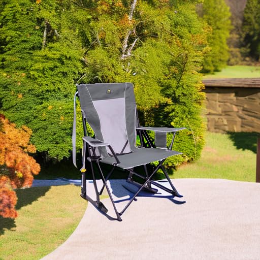 GCI Outdoor Comfort Pro Rocker Grey - Portable Outdoor Rocking Chair with Beverage Holder