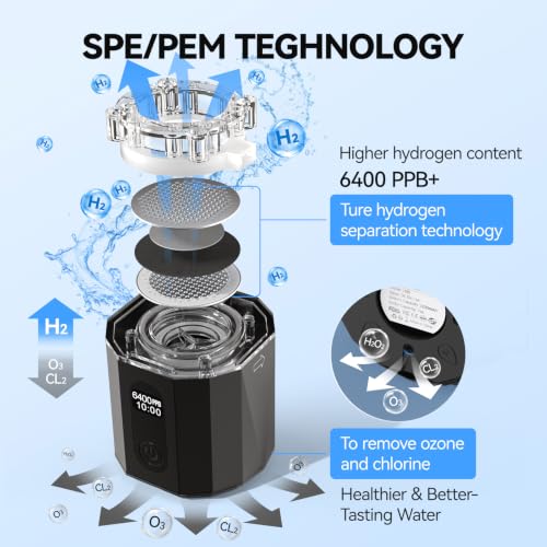 Hydrogen Water Bottle - MOVOCA Black 6400PPB Portable Hydrogen Generator