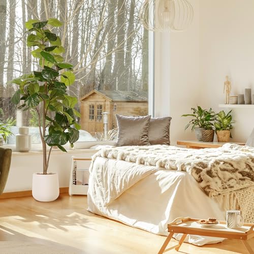 6ft Artificial Fiddle Leaf Tree Faux Plant - Lifelike Ficus Lyrata