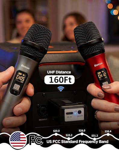 Wireless Karaoke Microphone System with Rechargeable Receiver - Red & Grey Variation