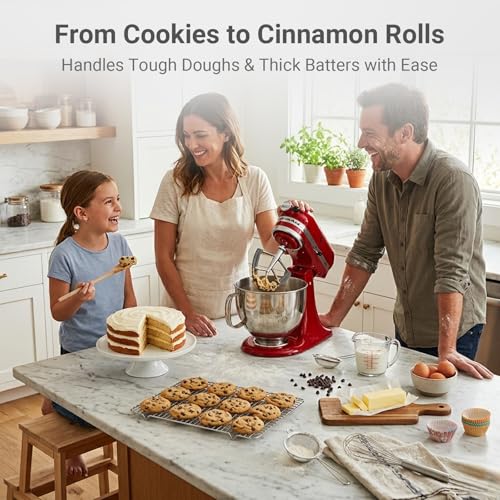 OUOLife Gray Stainless Steel Flex Edge Beater for 4.5-5 Qt KitchenAid Mixer, Dishwasher Safe