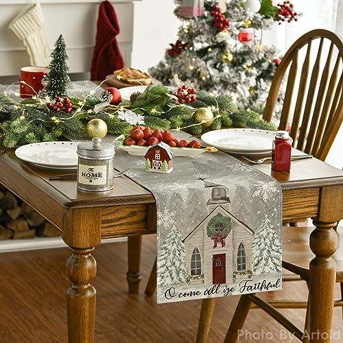 Artoid Mode Church Christmas Table Runner Home Party Decor 13x120 Inch
