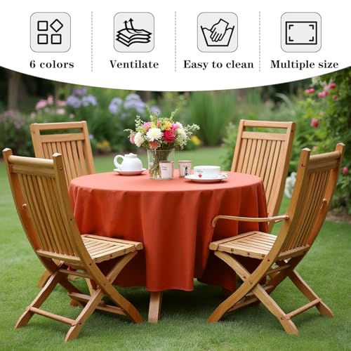 Fitable 6 Pack Rust Round Tablecloths - 108 Inches in Diameter - Stain Resistant and Washable Fall Table Clothes, Polyester Fabric Table Covers for Wedding, Party, Banquet, Formal Events